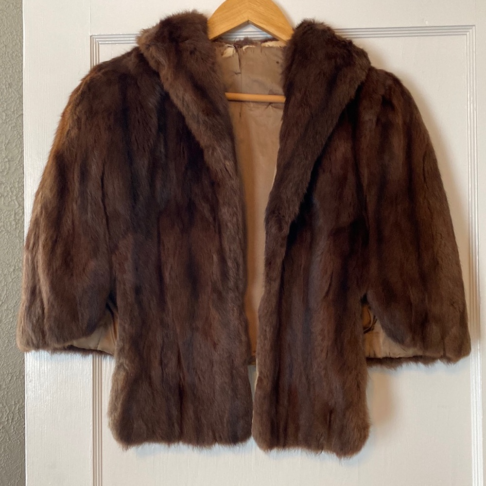 Vintage real chestnut brown mink stole